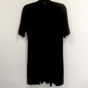 Eileen‎ Fisher Sweater Womens XS Black Pockets Merino Wool Blend Open Front